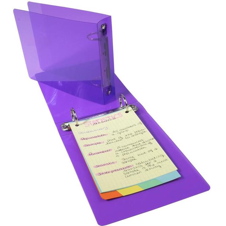 Classeur 2 anneaux plastifié pour fiches bristol Exacompta Crystal A5 - Dos 2,5 cm couleurs assorties
