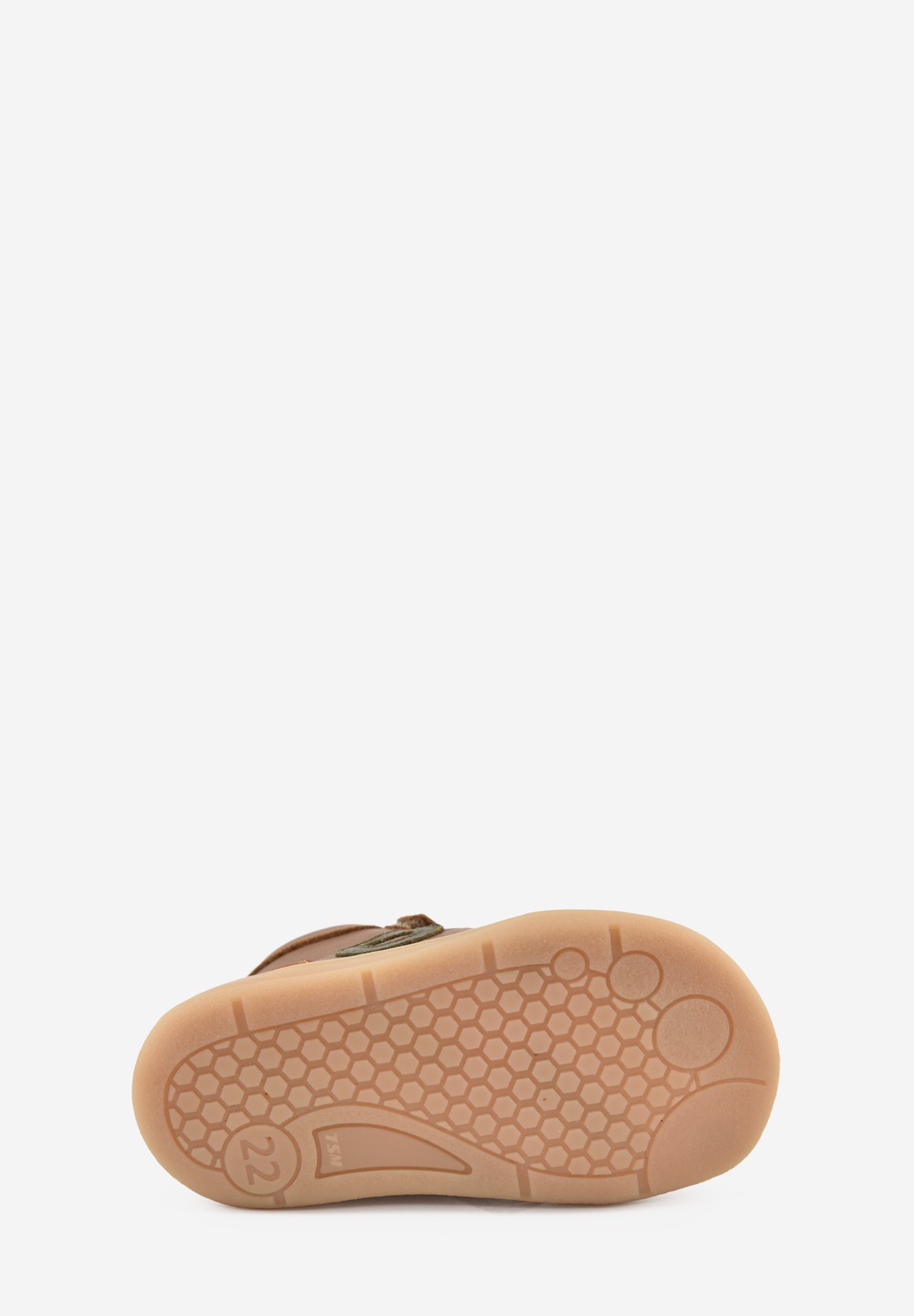 Aubépine High logo Barefoot Wollfutter erste Schritte Cognac Kaki