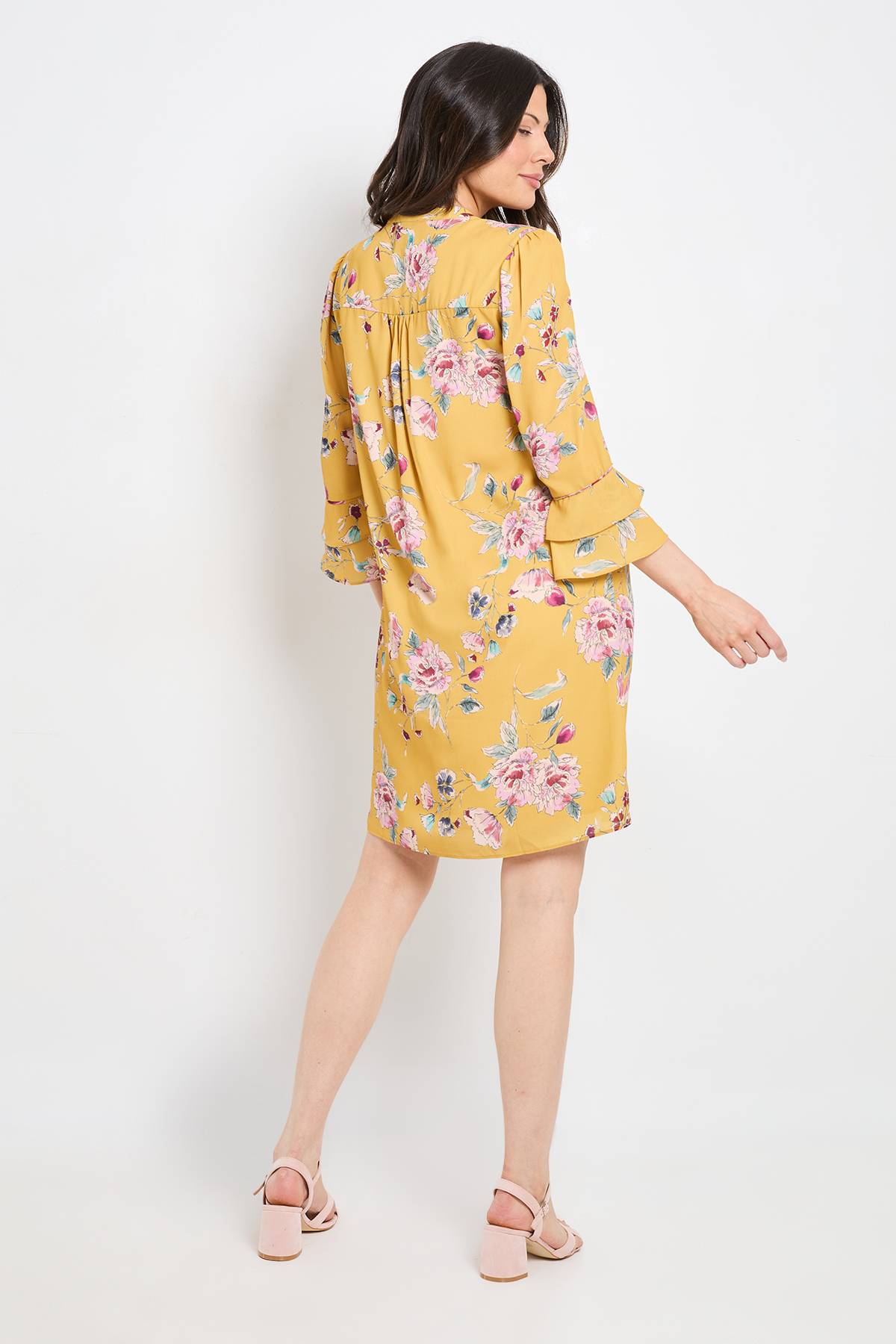 Wallis Robe Droite À Volants Fleurie