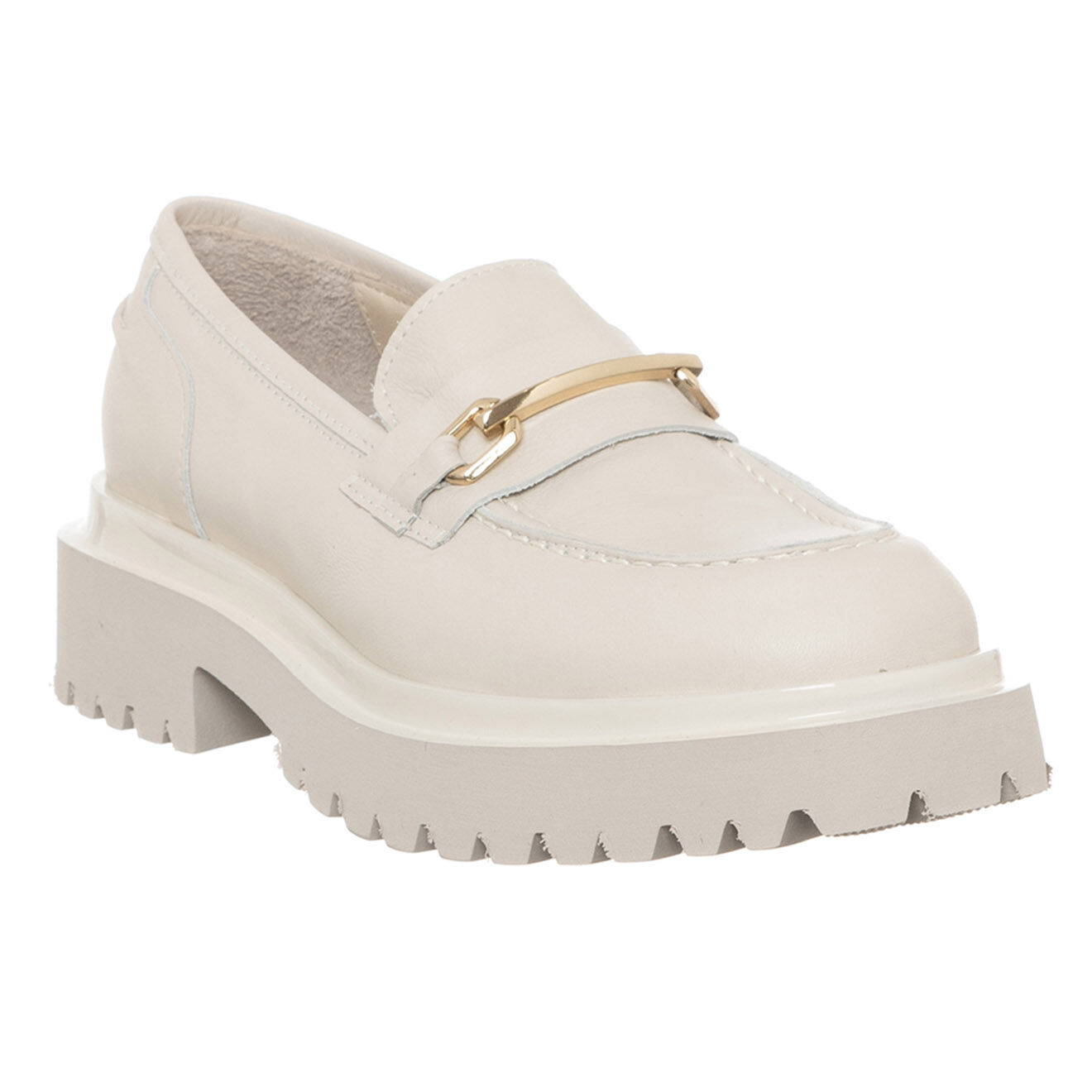 Loretta Pettinari Mocassins en Cuir Nina écru/doré