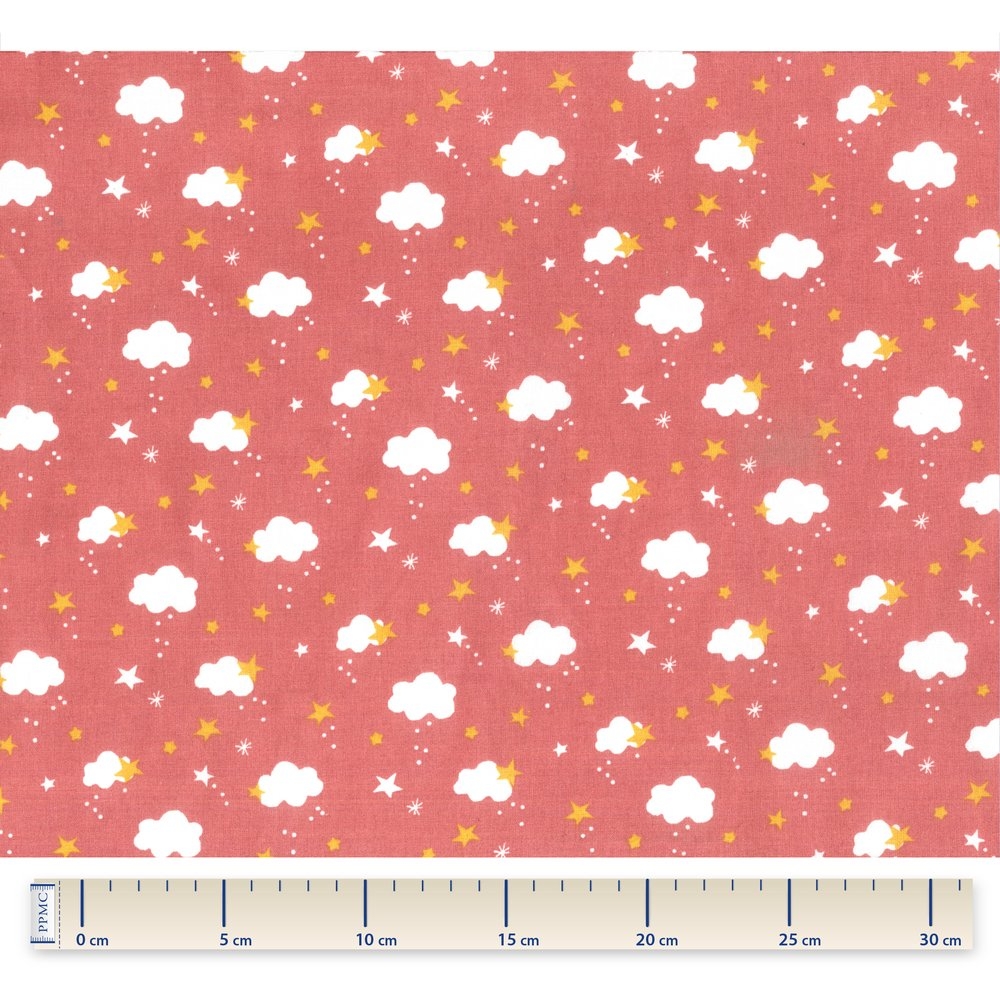 Coupon Tissu 1 M Nuages Rouge Ex1083