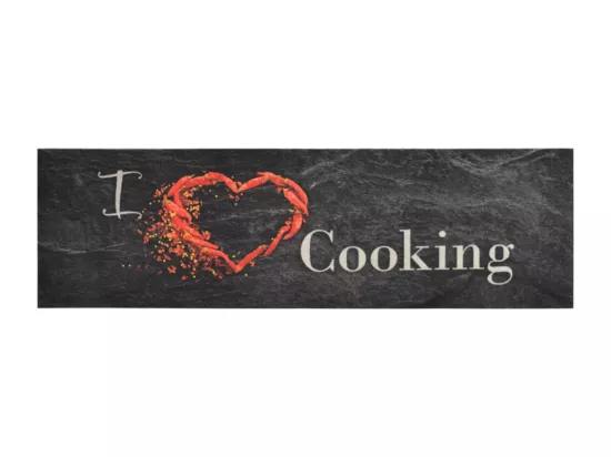 Tapis de cuisine lavable impression cuisine noir 45x150 cm