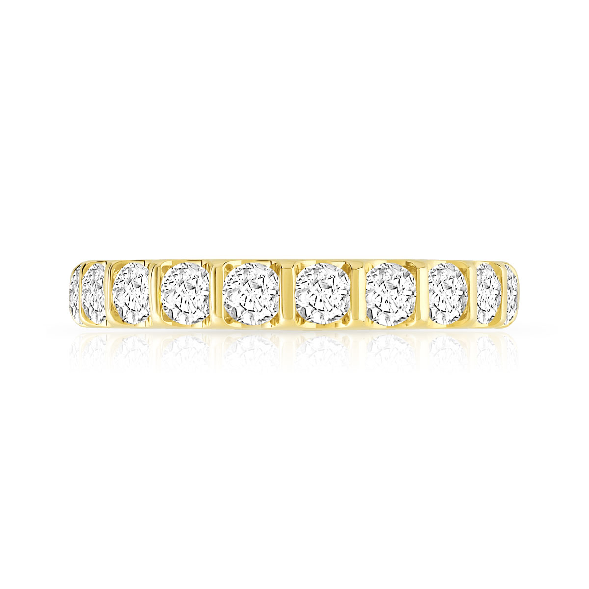 Alliance demi-T or 750 jaune diamants synthétiques 1 carat