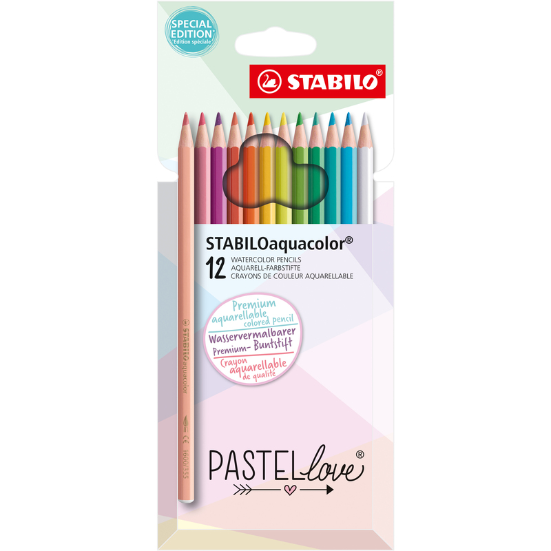 Stabilo Farbstifte Aquacolor, Pastellove, 12 Stück, assortiert