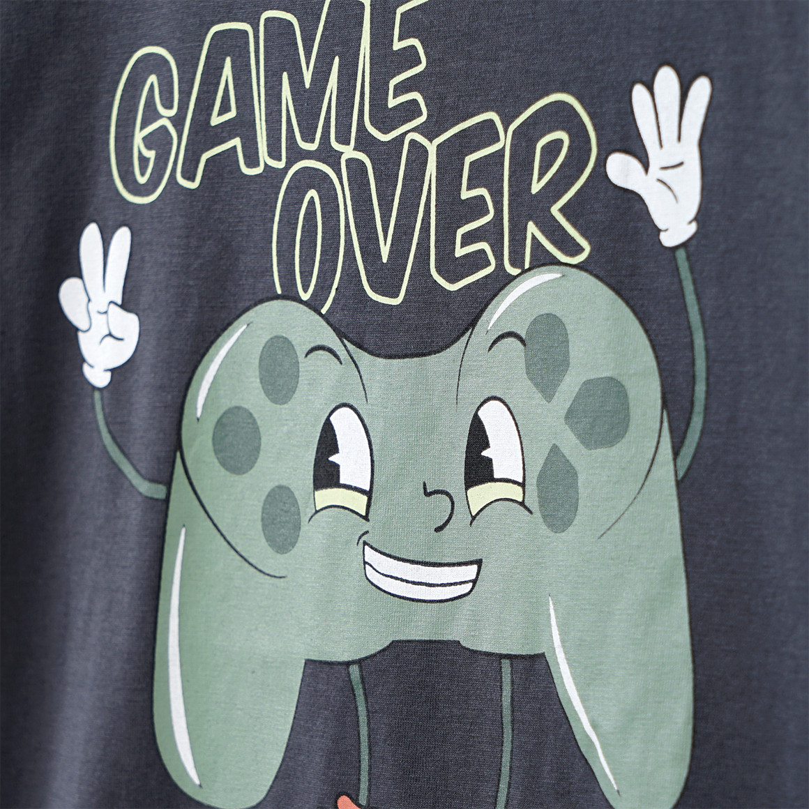 Famy 3 Jungen T-Shirts mit Gaming-Prints dunkelgrau / dunkelgrün / hellgrün