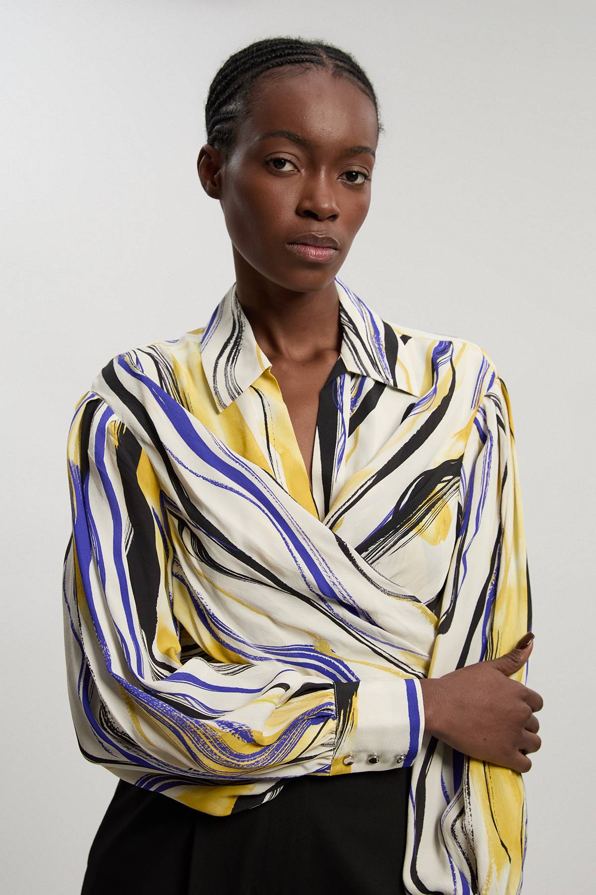 KarenMillen Chemise Portefeuille En Sergé Tissé À Imprimé Coups De Pinceau