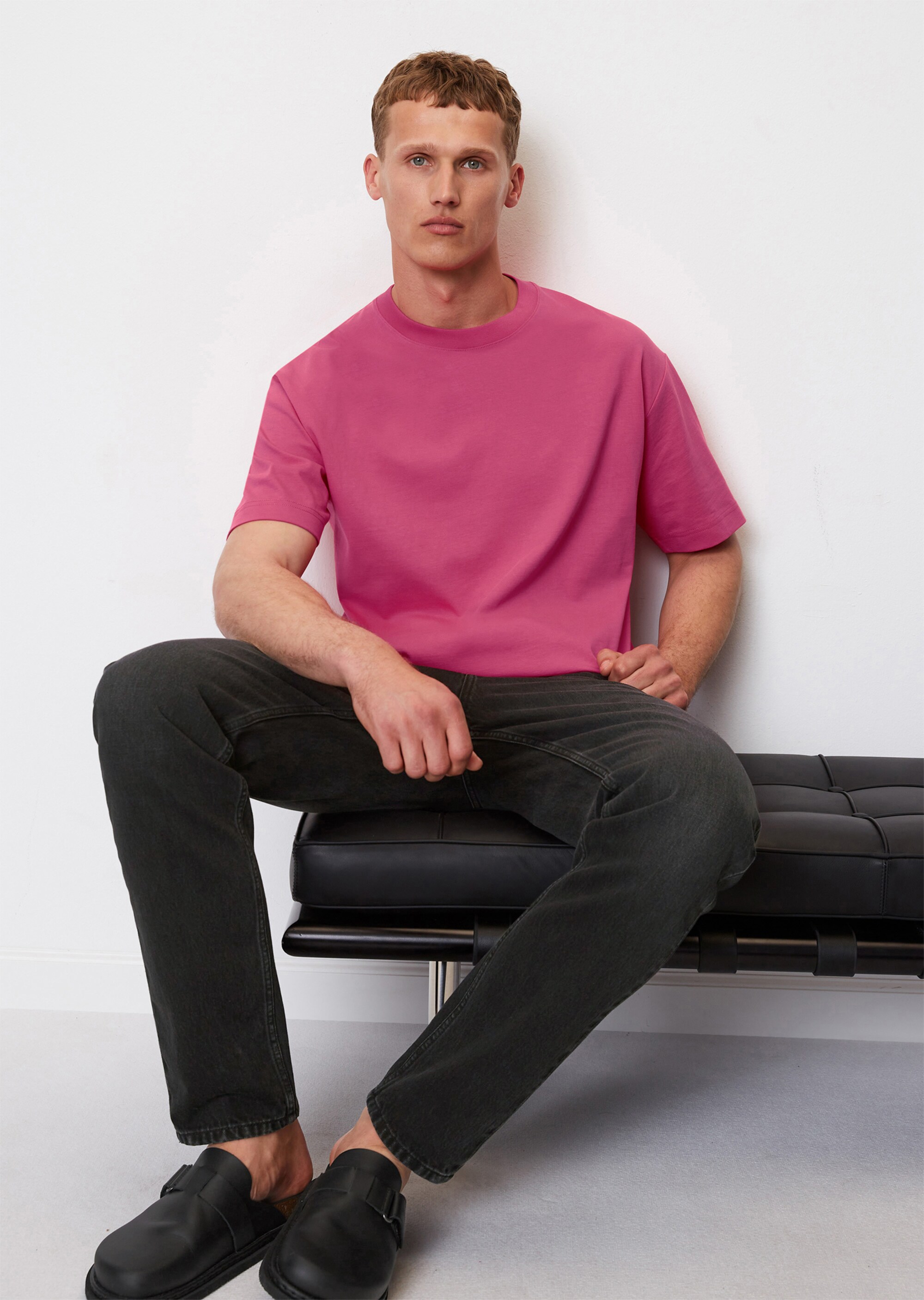 Rundhals-T-Shirt relaxed aus schwerem Heavy-Jersey