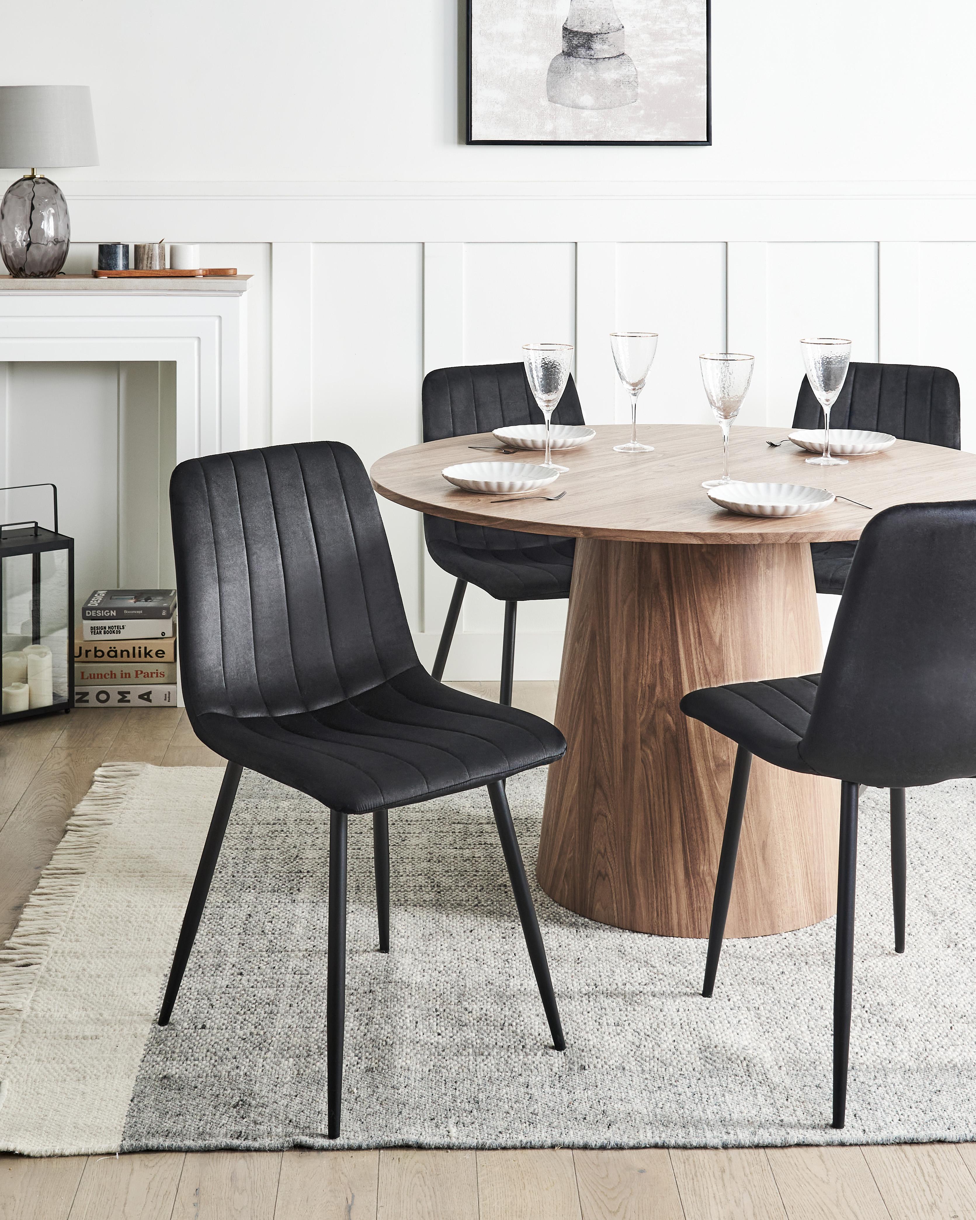Set van 4 eetkamerstoelen KALISPELL Fluweel Zwart