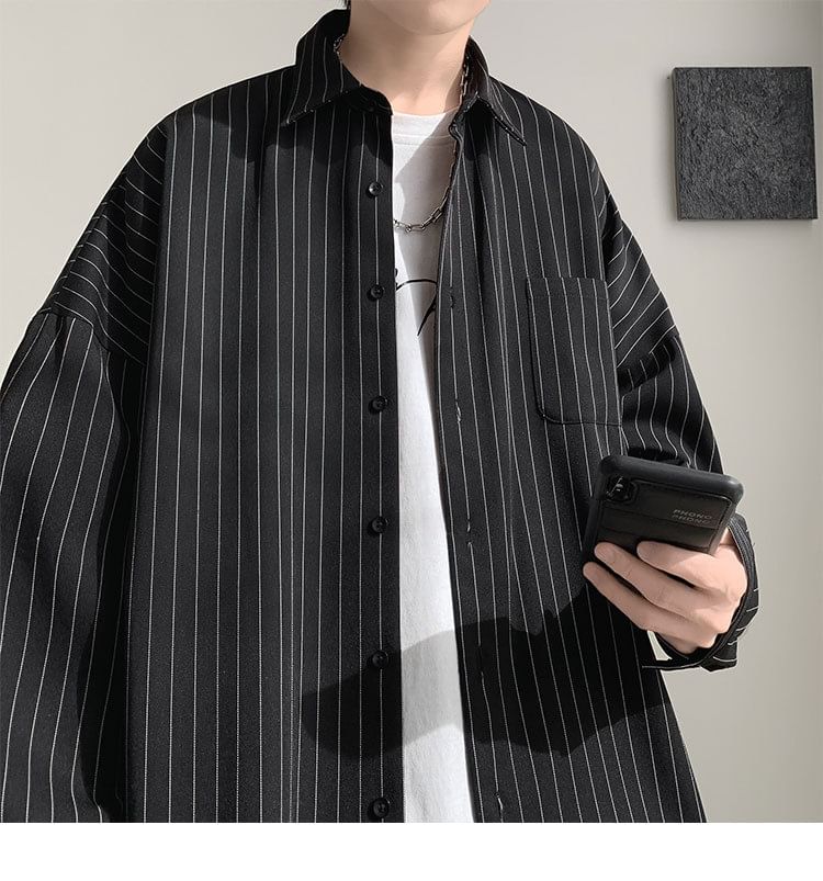 Savenne - Oversized overhemd met pofmouwen, gestreepte zakdetails