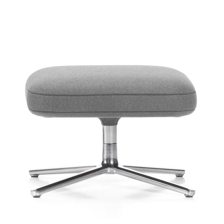 Vitra - Ottoman für Repos / Grand Repos, Cosy 2 hellgrau (01 kieselgrau), Aluminium poliert (Filzgleiter)