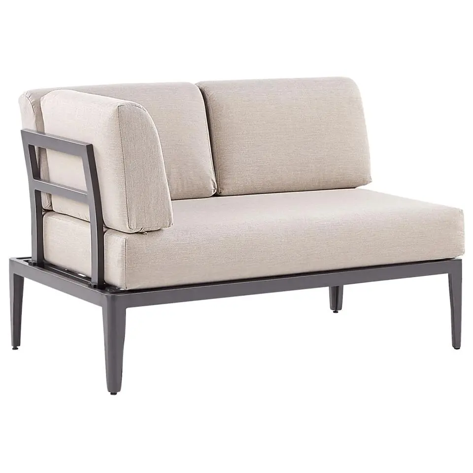 Beliani Loungeset RIMA III - Grijs aluminium - Beige kussenset