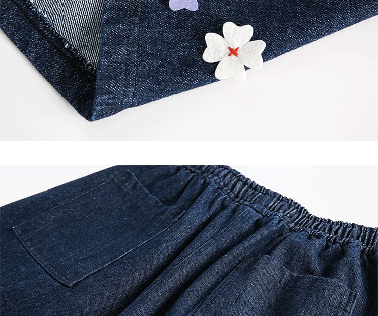 Hushgrain - Denim shorts met hoge taille en wijde pijpen