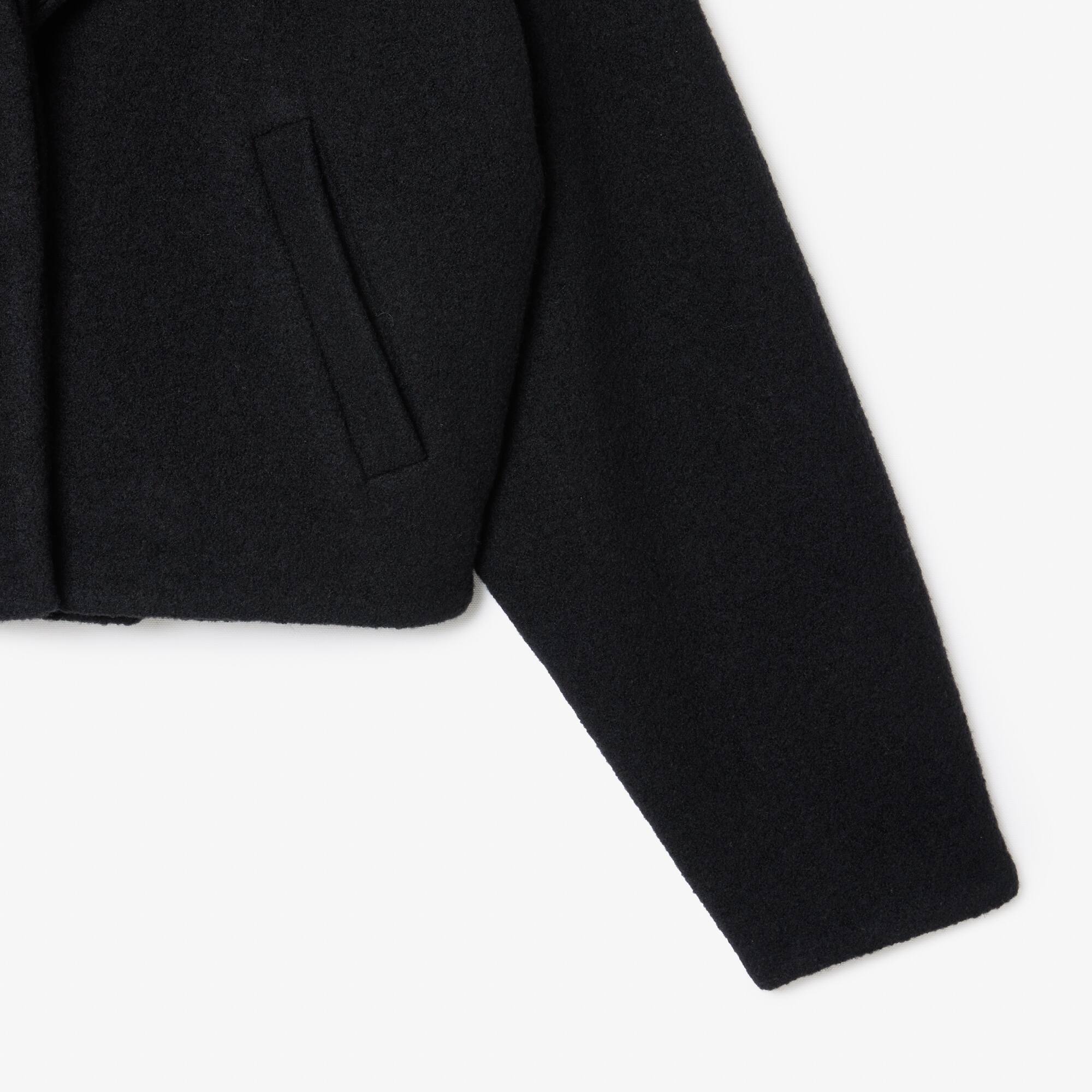 Veste courte oversize en laine vierge Noir