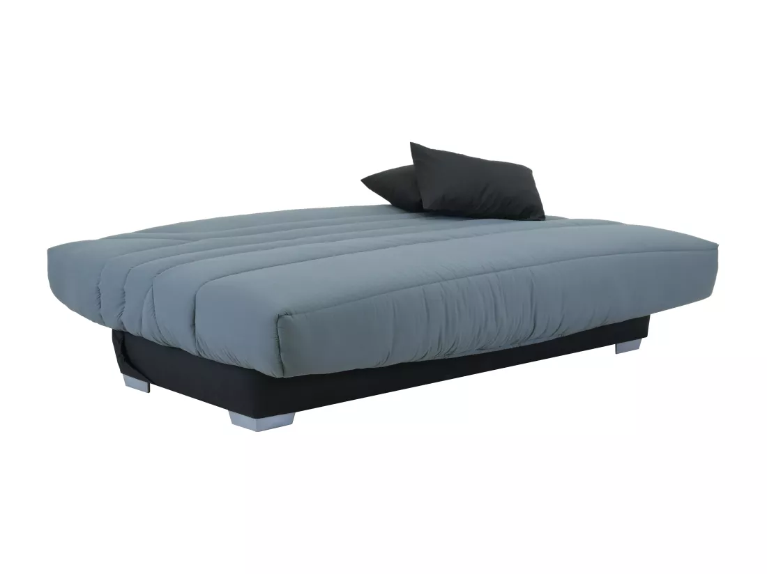 Canapé convertible clic-clac en microfibre TULSA avec matelas BULTEX - Gris et noir
