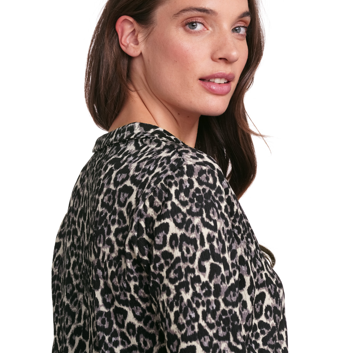 Gina Collection Damen Bluse mit Leo-Muster schwarz / beige