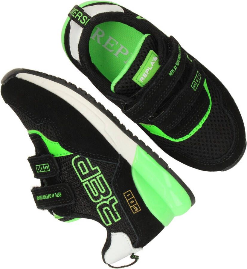 Replay Shoot Klittenband Sneaker Jongens Zwart groen