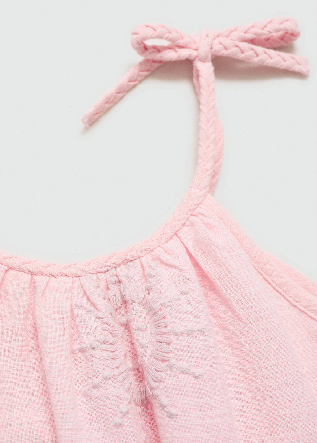 Mango Kids jurk met all over print en borduursels pastelroze