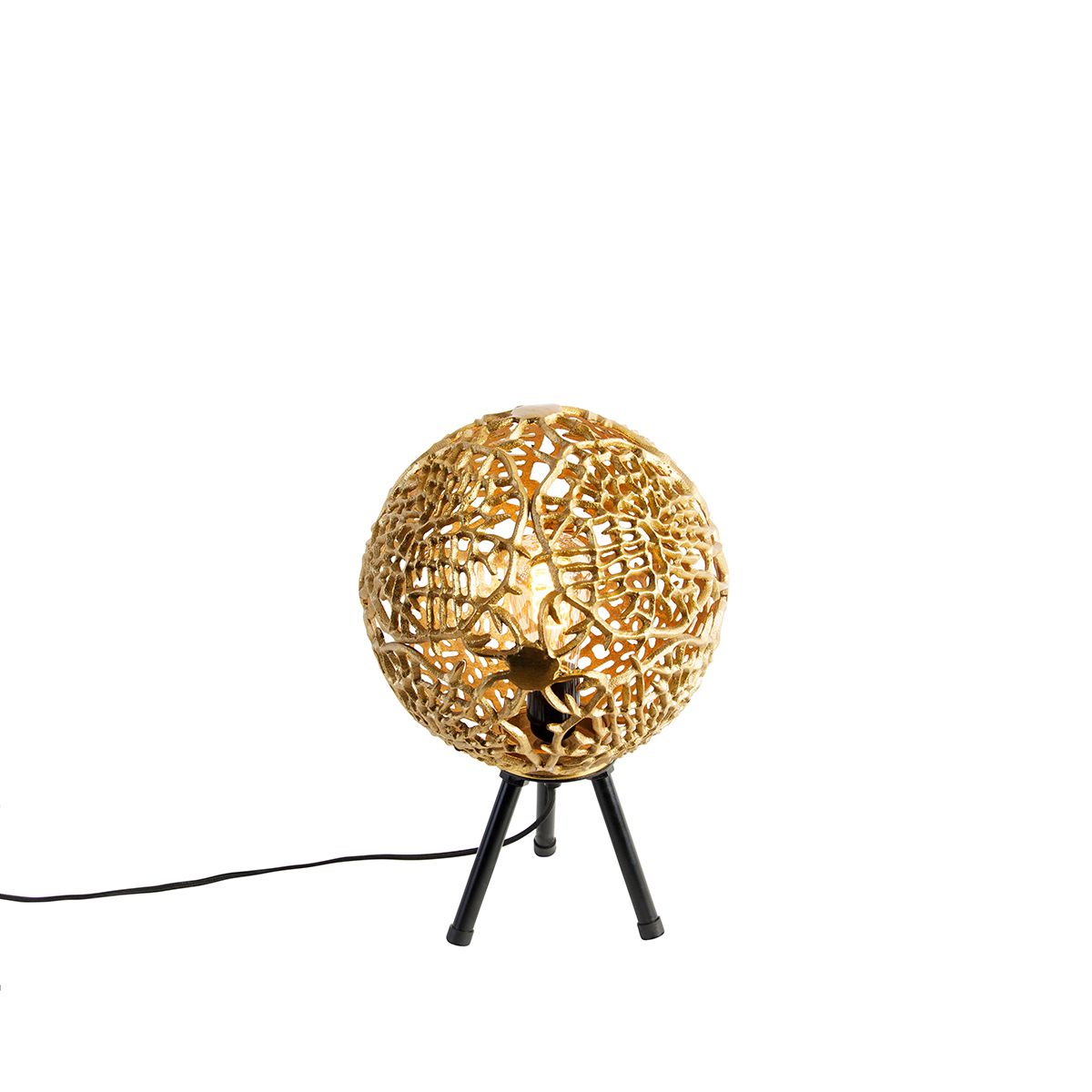 Art Deco tafellamp tripod goud met zwart - Maro