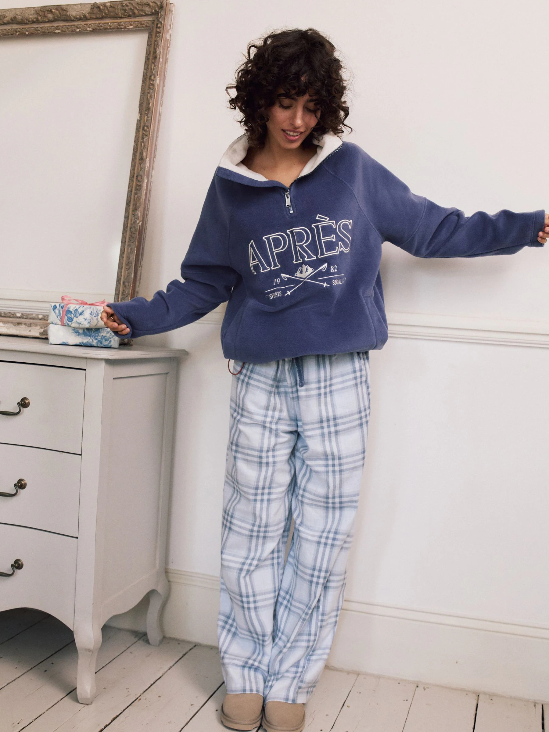 Blauw geruit - Flanellen pyjamabroek