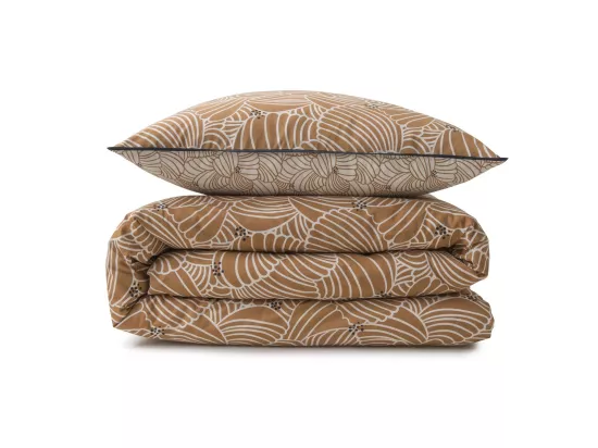 Parure de lit 2 personnes en coton 57 fils imprimé camel 260x240cm