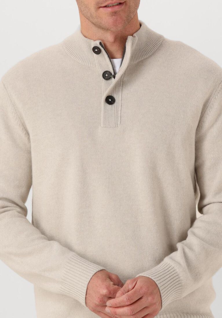 beige stefano lauran trui half zip l