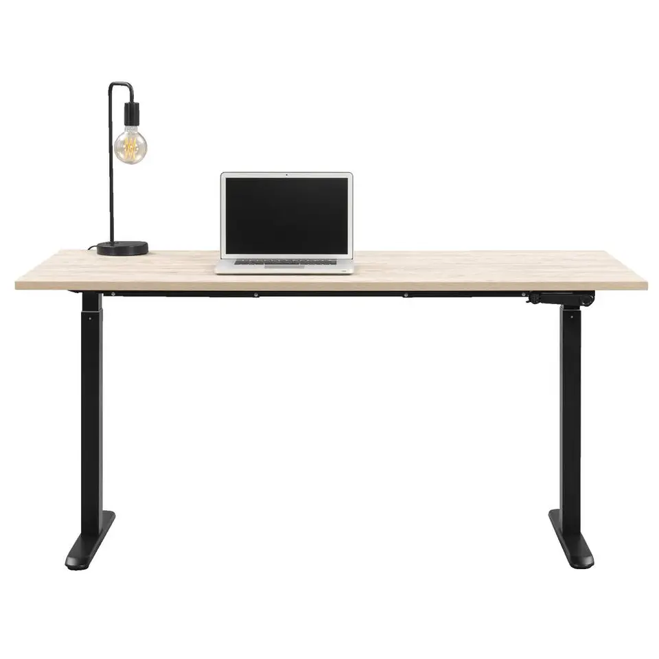 Bureau Homeworx zit/sta handmatig verstelbaar – eikenkleur/zwart - 75/118x160x80 cm