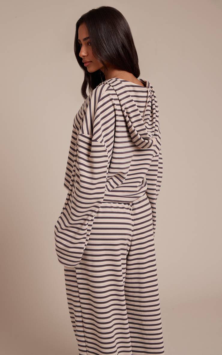 Marron Veste Zippée En Polaire Douce Rayée Petite Taille