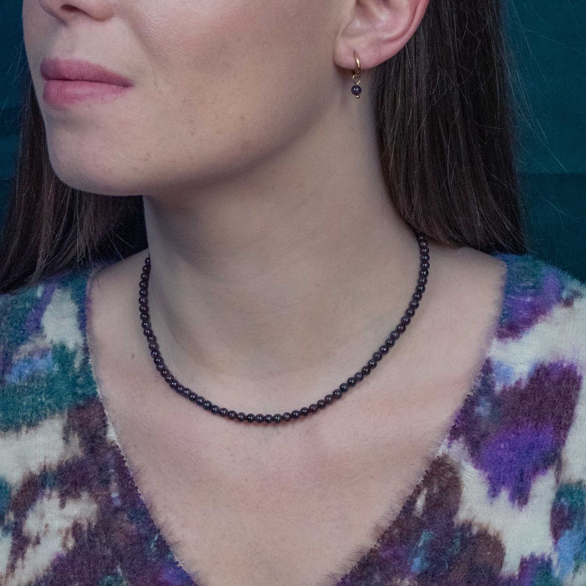 Collier, bracelet et boucles d'oreilles Serena en pierres Grenat