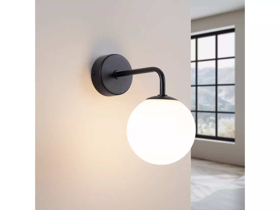 Applique Astral minimaliste en acier/verre - 1 sources lumineuses - L.10 x H.21 cm - noir/blanc