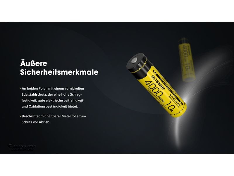Nitecore Akku NL1840HP 4000 mAh Akku für verschiedene Nitecore-Stirnlampen