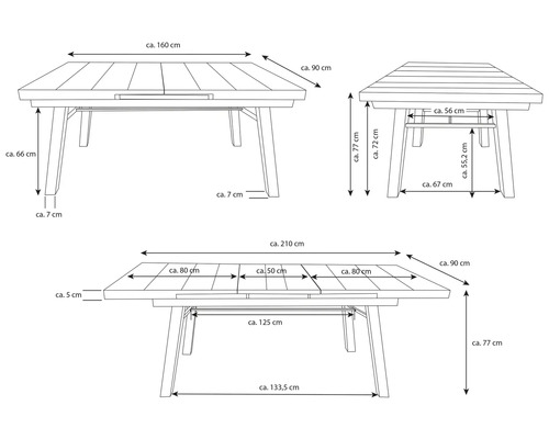 Bellavista Sydney eettafel, 90 x 77 cm, aluminium/keramische tegels, grijs