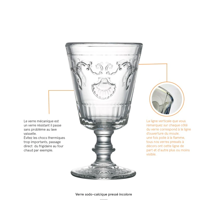 Lot de 6 verres à vin, VERSAILLES La Rochère