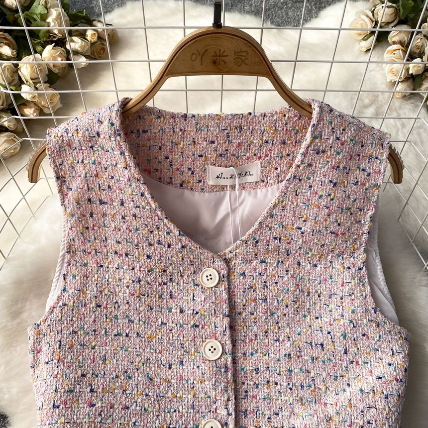 Yearnin - V-hals tweed vest