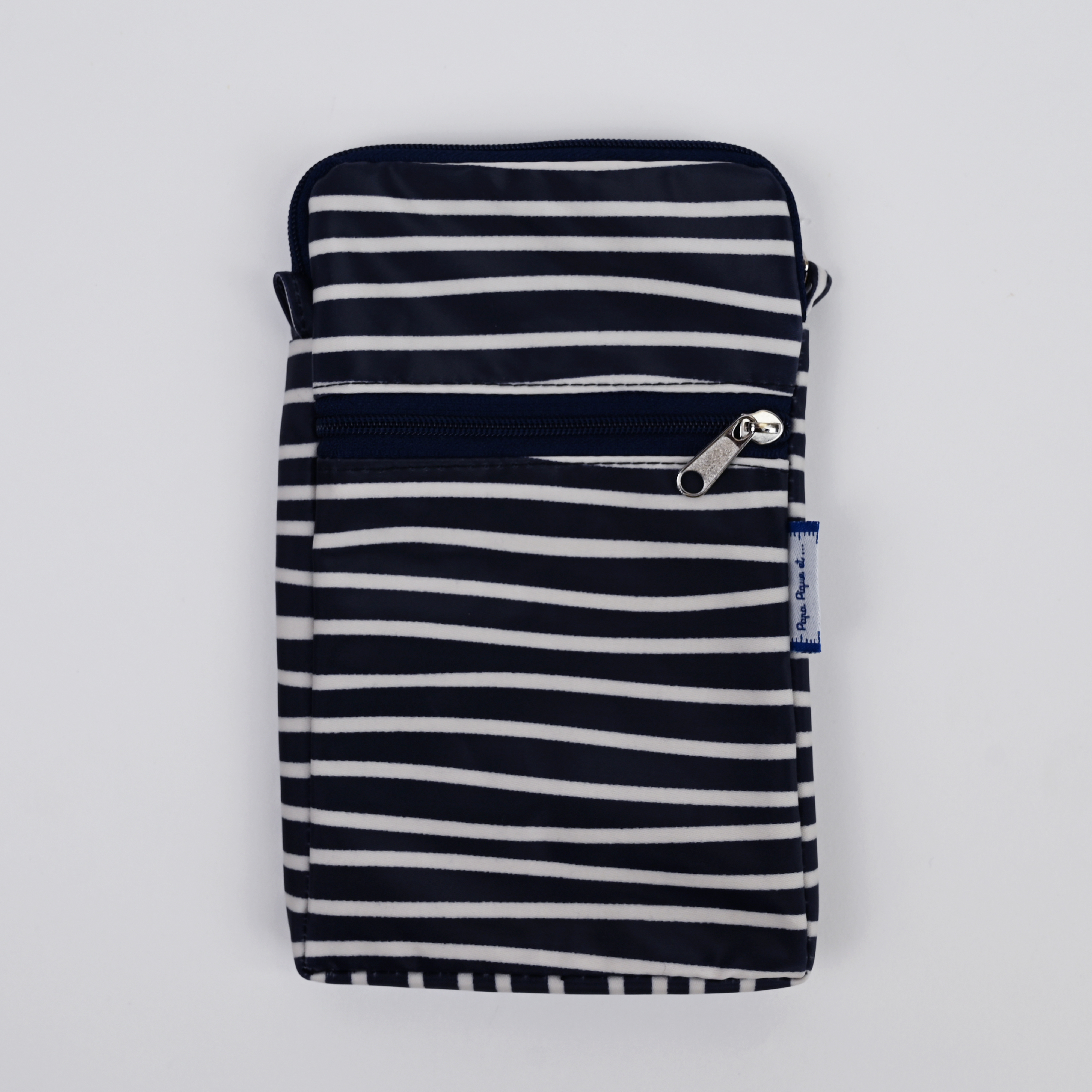 Pochette Téléphone Matelassée Rayé Ivoire Marine