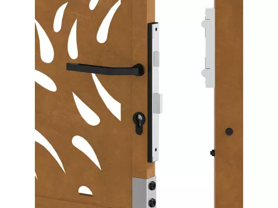 Porte de jardin acier résistant aux intempéries design flamme
