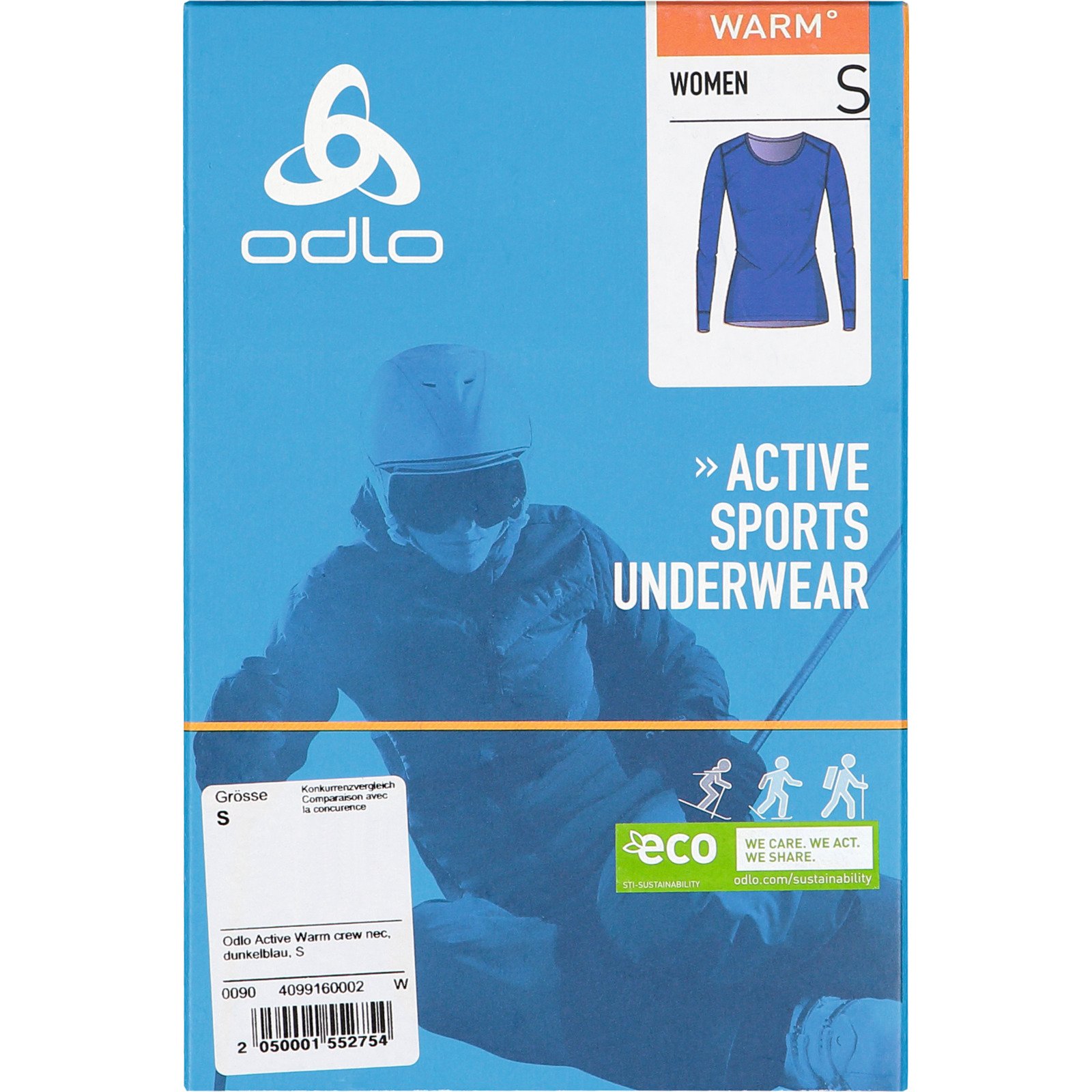 Odlo Active Warm Damen-Langarmshirt Crew Neck XXL, dunkelblau