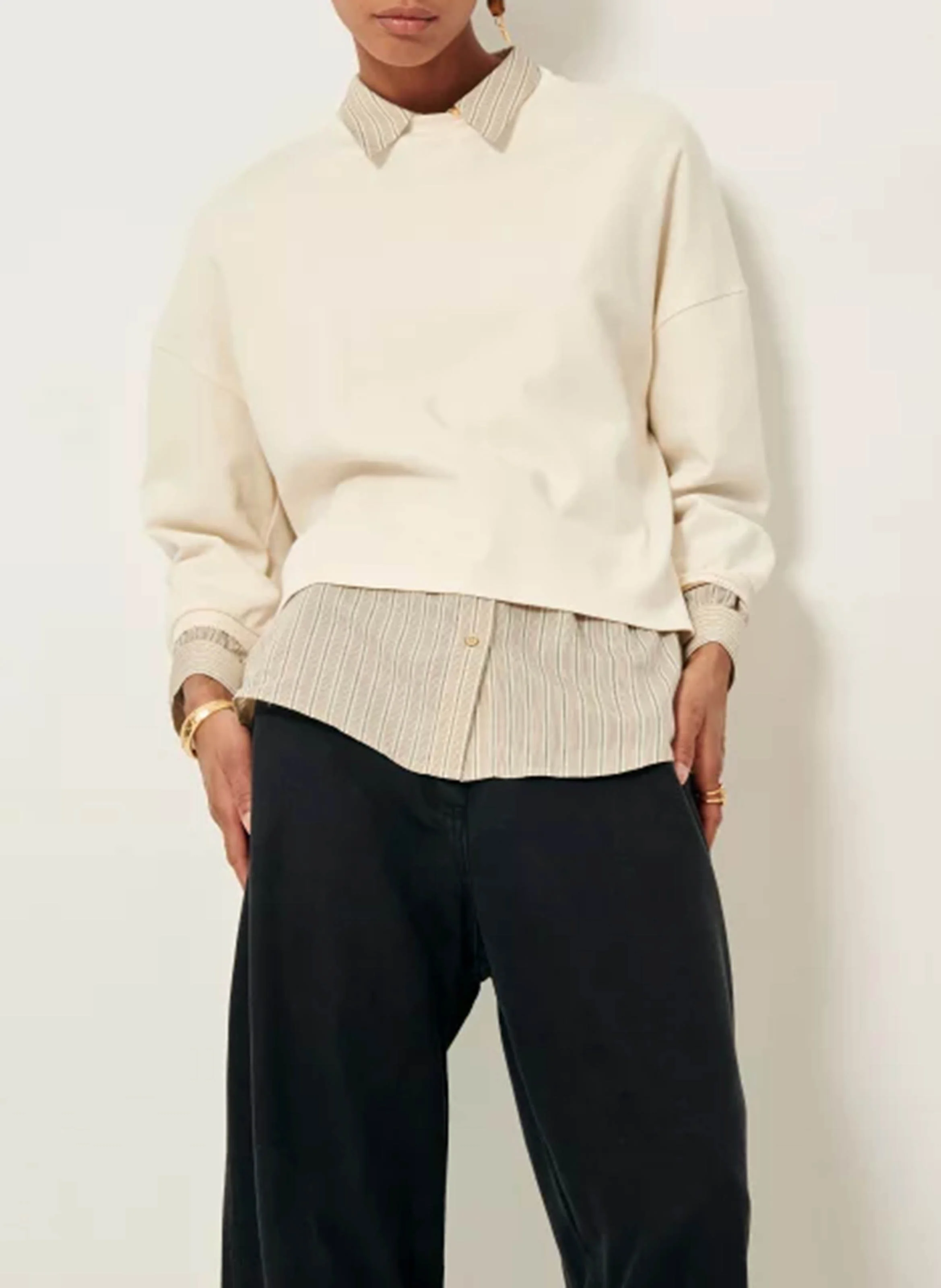 MARIS - Sweat col rond ample en coton | Beige