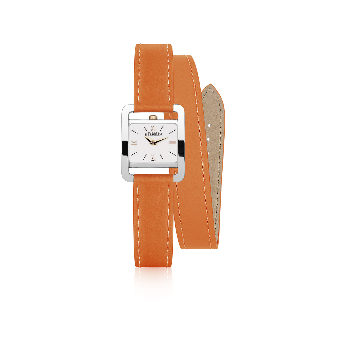 Montre HERBELIN 5ème Avenue femme acier bracelet cuir orange