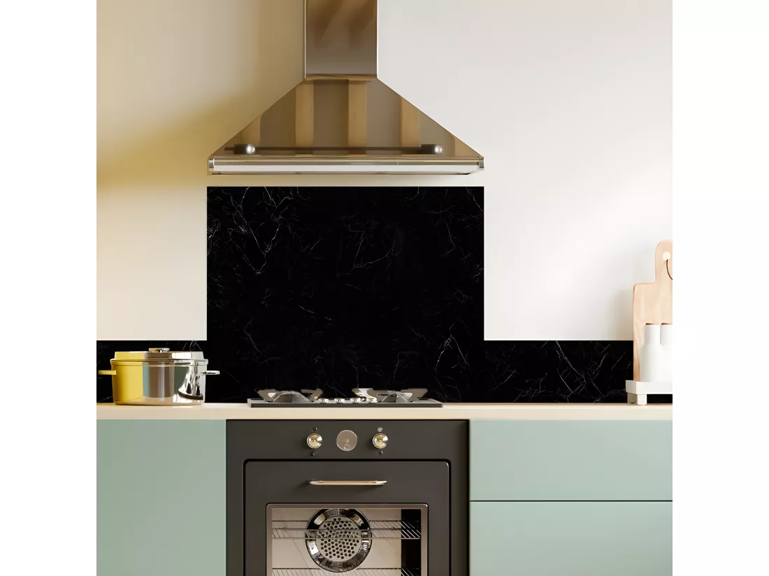Fond de hotte ALU L 60xH 70cm - Marbre Noir - Aluminium composite