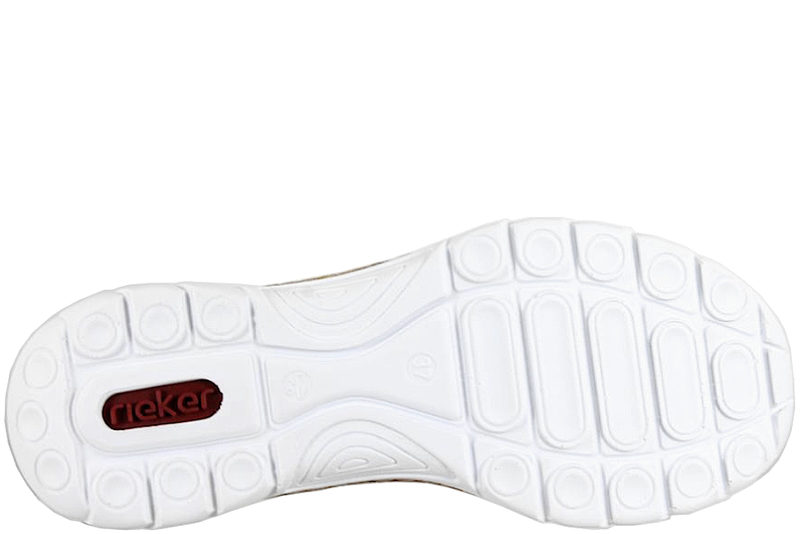 RIEKER TRAVESKO I BEIGE TEKSTIL MED LETLUK