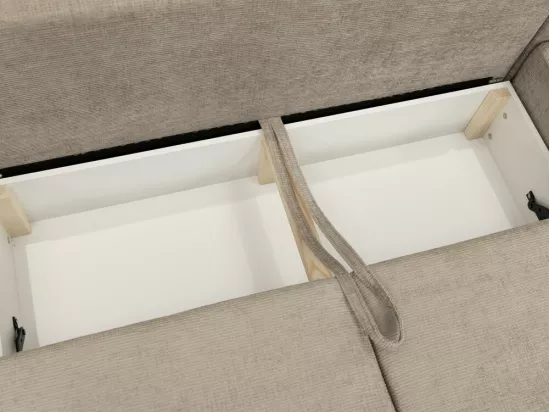 Canapé d'angle Stonecrest 105, Gris, Fonction de couchage, Boîte de literie, 258x168x85cm