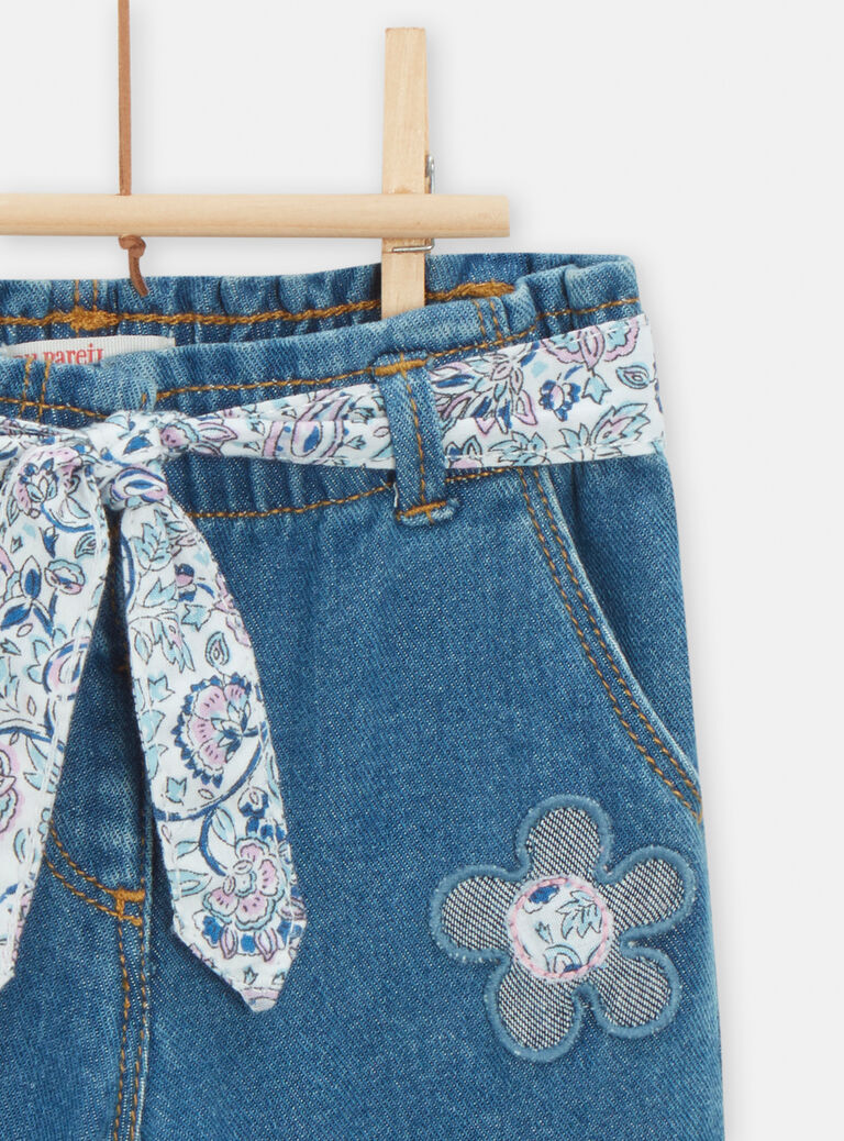 Jean bleu à ceinture pour bébé fille