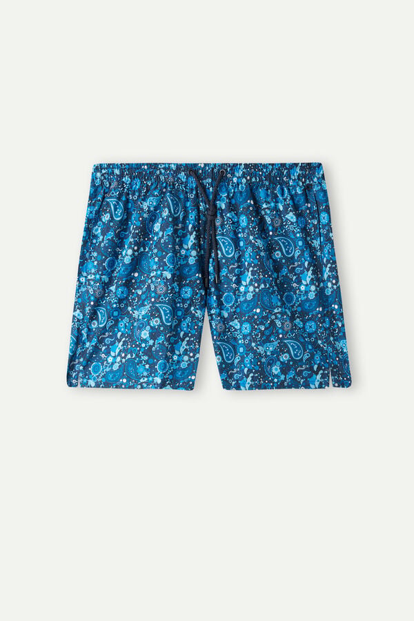 Maiô boxer azul com estampa de cashmere