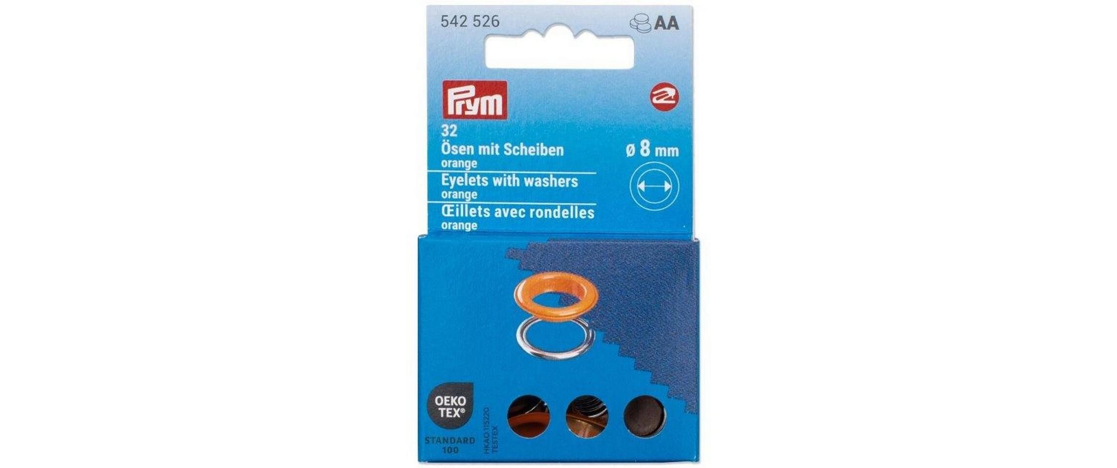 Ösen mit Scheiben, 8 mm Orange, SilberNähfreie Ösen