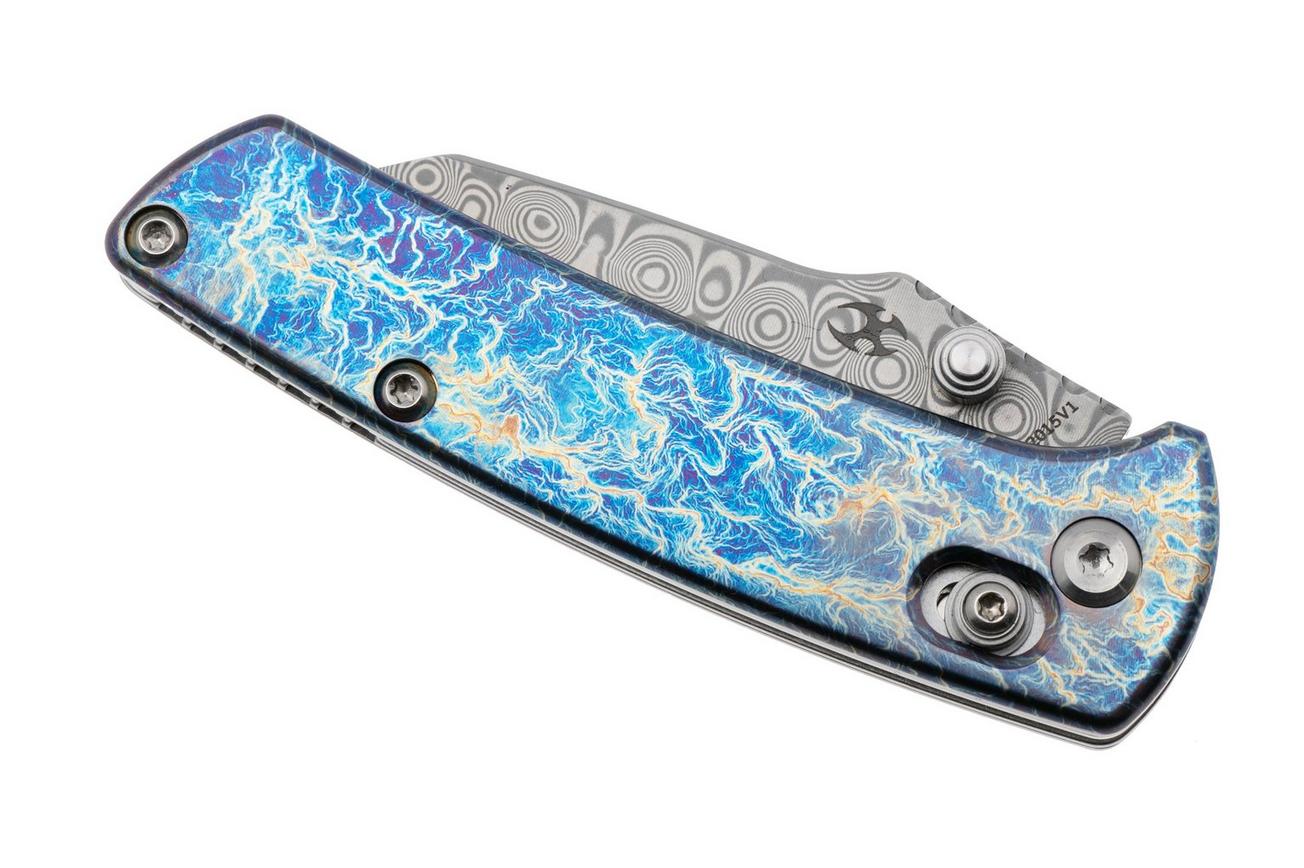 Kansept Little Main Street K2015V1 Damascus Steel , Lightning Strike Titanium, zakmes, Dirk Pinkerton design