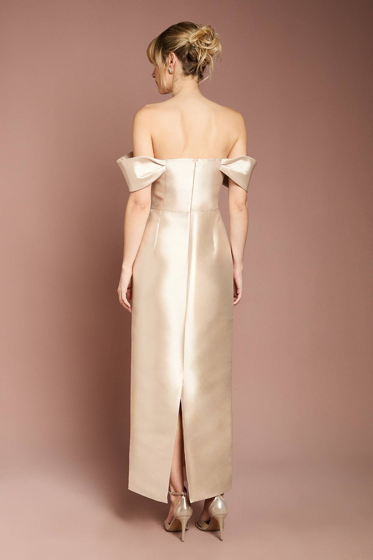 Coast Robe de Demoiselle d'Honneur Coast Honoured Twill Bardot Colonne Mi-Longue