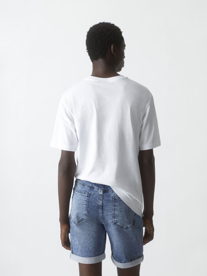 Calça jogger Bermuda em denim - Índigo