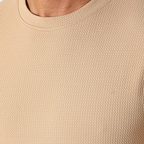 Sweat Crewneck Texturé Waffle 0545 Beige Foncé