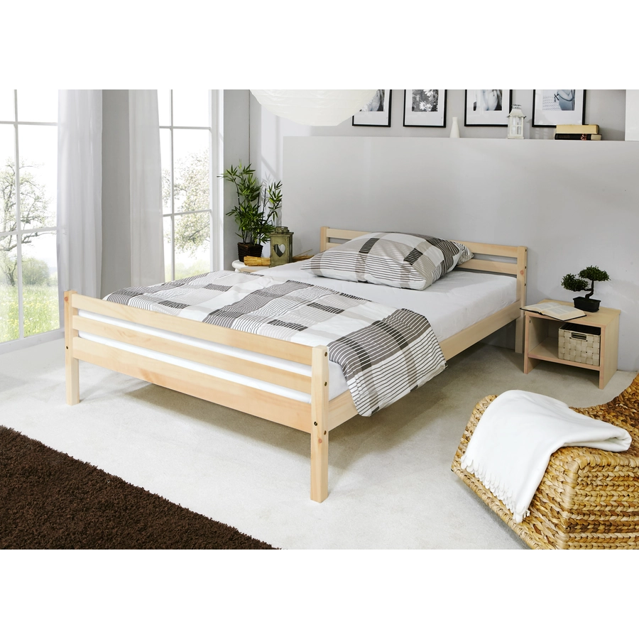 TiCAA Doppelbett Nadine 140 x 200 Kiefer natur