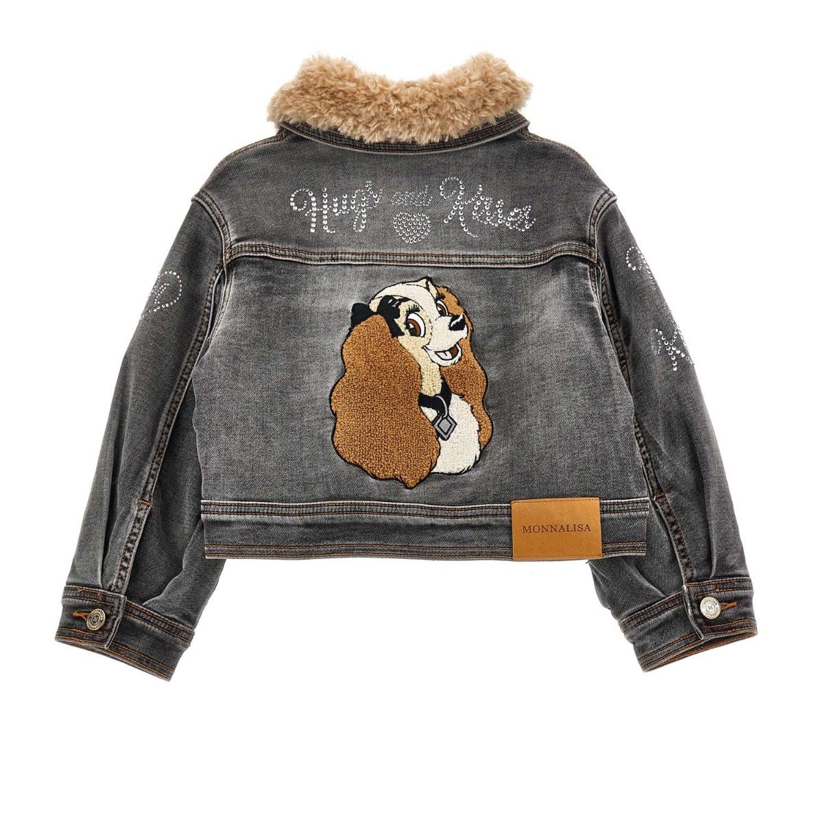 Monnalisa Lady and the Tramp Plush Collar Denim Jacket
